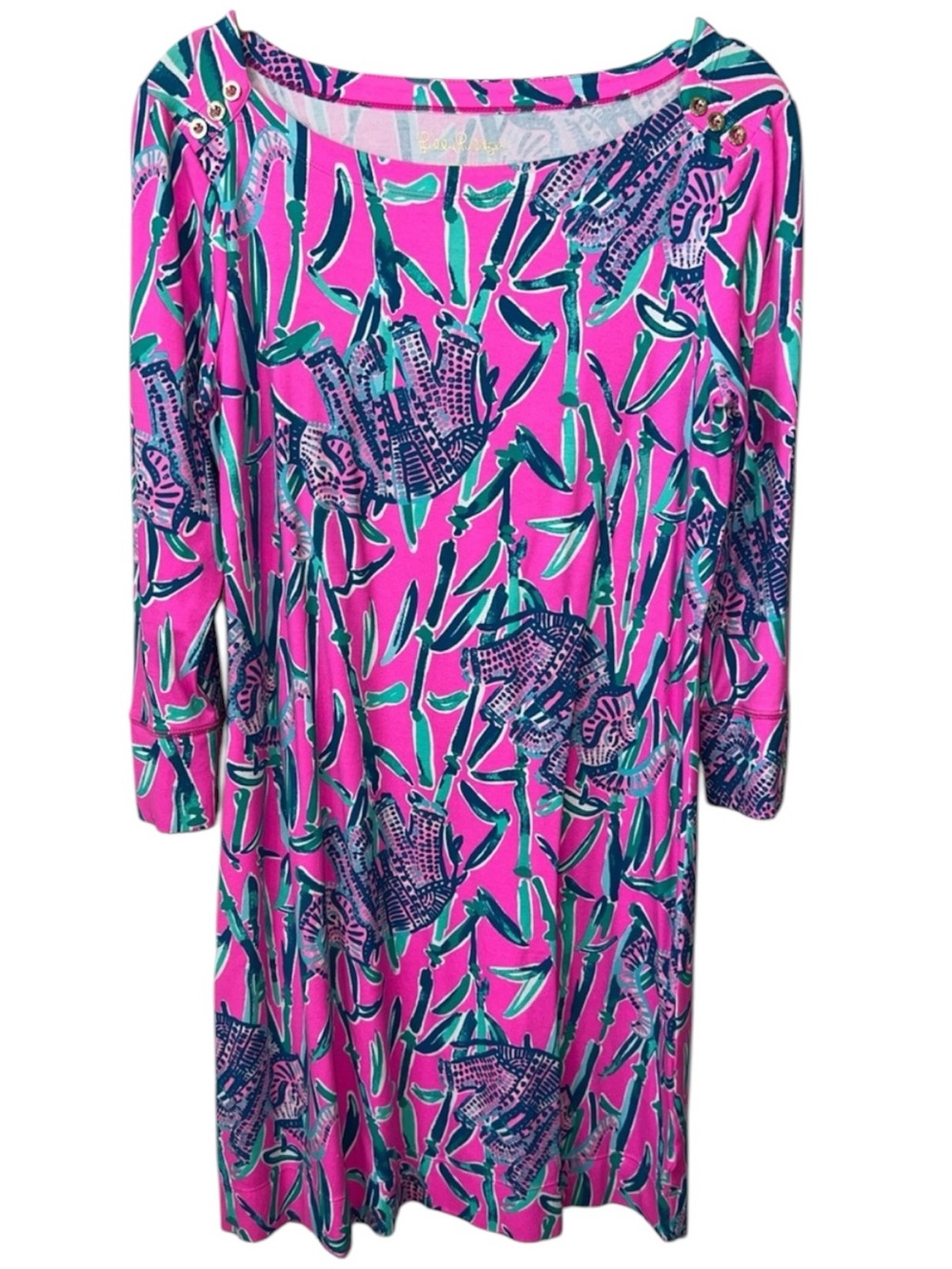 Lilly Pulitzer Extra Lucky Elephant UPF 50+ Sophie Dress Size S Pink Mandevilla